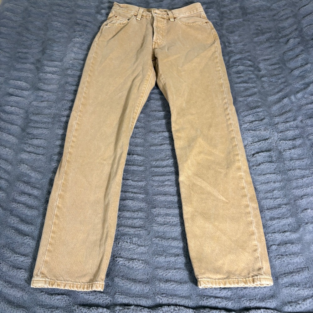 Levis 501 Original Fit Jeans Tan Khaki Denim Button Fly W25 L30 12501-0405